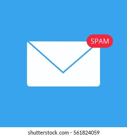 The icon of the envelope with a notice in the form of the word spam.