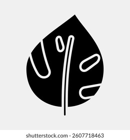 Icon epipremnum. Plant leaves elements. Icon in glyph style.