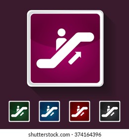 Icon of Escalator on Multicolored Squares. Eps-10.
