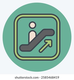 Icon Escalator. related to Public symbol. color mate style. design editable