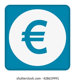 Icon of a euro sign in blue and white - Abstract vector image easy to change color