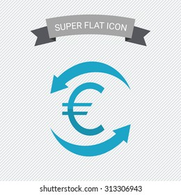Icon of euro sign in circle made of arrows