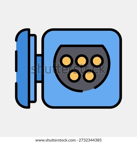 Icon ev charging port. Electric vehicle elements. Icon in filled line style.