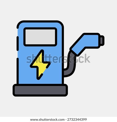 Icon ev charging station. Electric vehicle elements. Icon in filled line style.