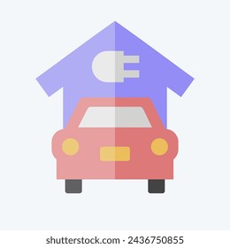 Icon EV Solar Panel Charging. related to Solar Panel symbol. flat style. simple design illustration.