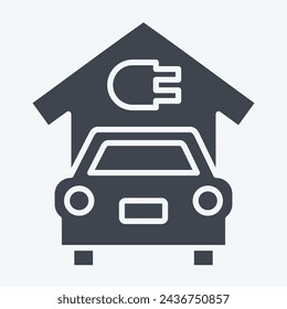 Icon EV Solar Panel Charging. related to Solar Panel symbol. glyph style. simple design illustration.