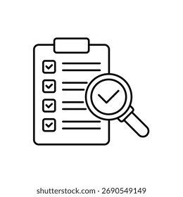 Icono de una evaluación, aislado contra un fondo limpio.