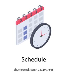 
Icon of event schedule in isometric design 
