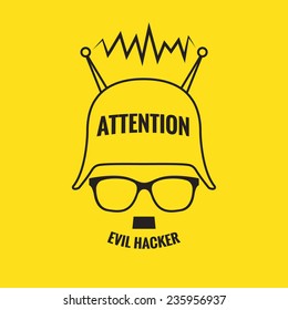 Icon evil hacker on a yellow background