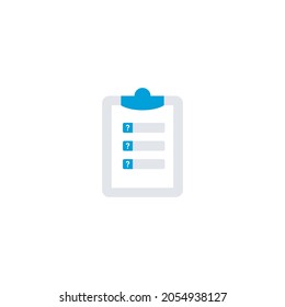 Icon exam test quiz in clipboard single pictogram flat icon style graphic design vector
