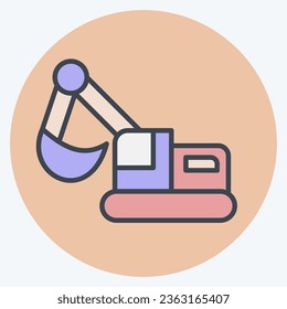 Icon Excavator. related to Mining symbol. color mate style. simple design editable. simple illustration