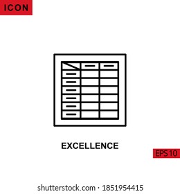 Icon excellence sheet. Outline, line or linear vector icon symbol sign collection for mobile concept and web apps design.