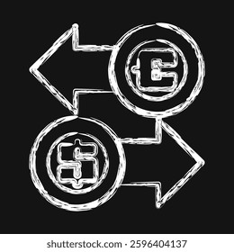 Icon exchange. Economy elements. Icon in chalk style.