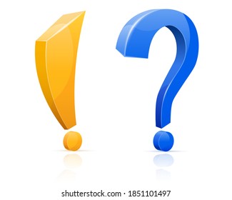 exclamación de icono y elementos gráficos de signo de interrogación para ilustración vectorial de diseño aislada en fondo blanco