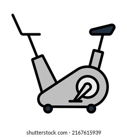 Icon Of Exercise Bicycle. Editable Bold Outline With Color Fill Design. Vector Illustration.