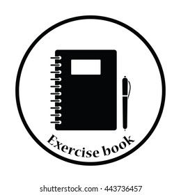 Icon of Exercise book. Thin circle design. Vector illustration.