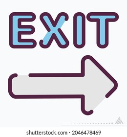 Icon Exit 2 - Line Cut Style - Einfache Illustration, bearbeitbarer Strich, Design Template Vektor, Gut für Drucke, Plakate, Anzeigen, Ankündigungen, Infografiken, etc.