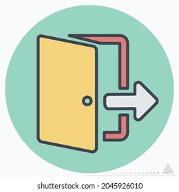 Icon Exit - Color Mate Style - Simple illustration, Editable stroke, Design template vector, Good for prints, posters, advertisements, announcements, info graphics, etc.