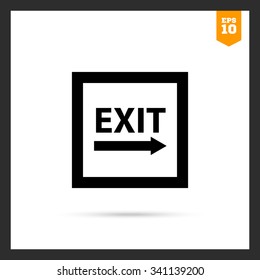 Icon of exit sign with arrow to the right side