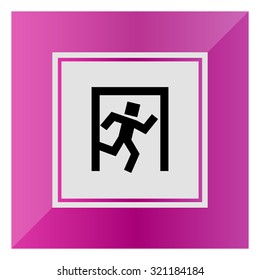 Icon of exit sign with man figure running to doorway