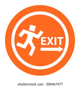 Icon of exit sign with running man figure and direction arrow