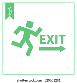 Icon of exit sign with running man figure and direction arrow