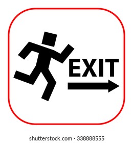 Icon of exit sign with running man figure and direction arrow