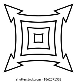 Icon to expand to full screen, vector expand sign on transparent background, filled black symbol