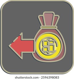 Icon expenditure. Economy elements. Icon in embossed style.