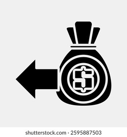 Icon expenditure. Economy elements. Icon in glyph style.