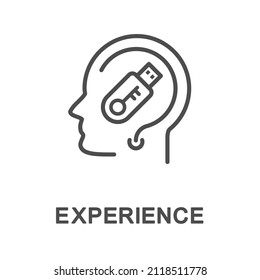 Icon – experience. A flash drive with a key in a question mark is the accumulated knowledge and skills to resolve life situations. The thin contour lines.