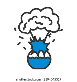 Icon Explosion Of Chemistry Flask. Editable Bold Outline With Color Fill Design. Vector Illustration.
