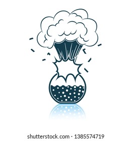 Icon explosion of chemistry flask. Shadow reflection design. Vector illustration.