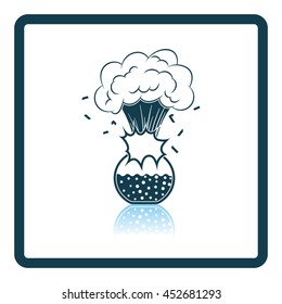 Icon explosion of chemistry flask. Shadow reflection design. Vector illustration.