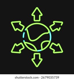 Icon export. Export import elements. Icon in neon style.