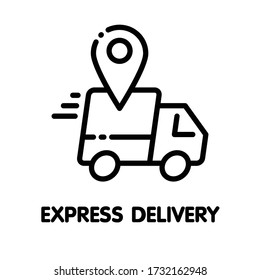 Icono Express de diseño de iconos de estilo de contorno de entrega sobre pasos de fondo blanco.10