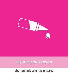 Icon of Eye & Ear Drop on Magenta Color Background. Eps-10.
