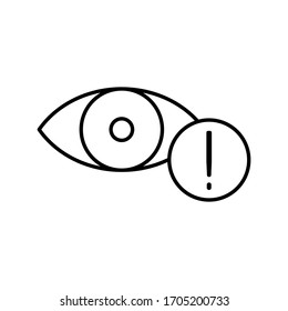 The icon of eye with a exclamation mark. Outline illustration vector. Pictogram for web page, mobile app, promo. UI UX GUI design element. Editable stroke. Vector.