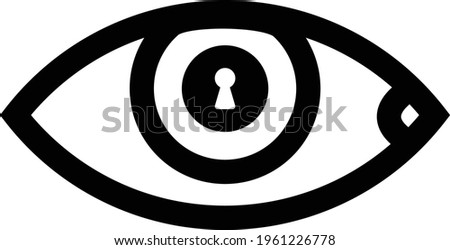 An icon of the eye looking through the keyhole. A concept represents illegal video surveillance. Vector illustration. CCTV sign