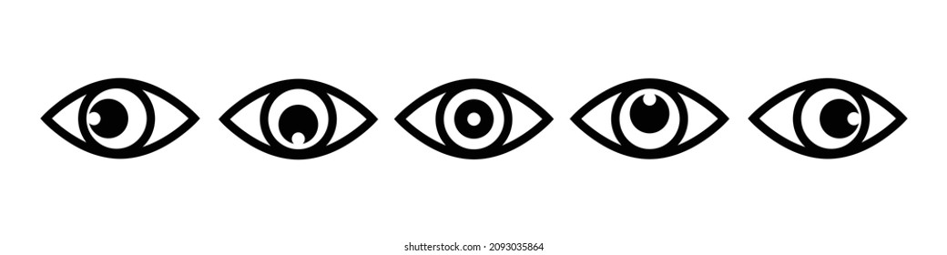 An icon of an eye looking in various directions. Vectors.