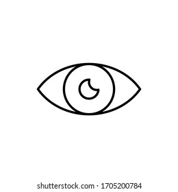The icon of eye with moon pupil. Outline illustration vector. Pictogram for web page, mobile app, promo. UI UX GUI design element. Editable stroke. Vector.