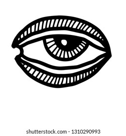 icon eye part of face black outline drown