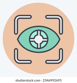 Icon Eye Tracking. in Zusammenhang mit 3D-Visualisierungssymbol. Farbpaarstil. einfaches Design bearbeitbar. einfache Abbildung
