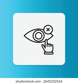 Icon of an eye with an X and a pointing finger, warning not to let the product come into contact with eyes to prevent irritation or injury.