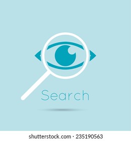 Icon eyes with a magnifying glass. 