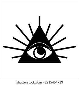 Icon of eyes in a triangle and rays of the sun. Mystic and esoteric simple icon