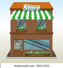 Icon of the facade of a shop store or cafe Eps 10