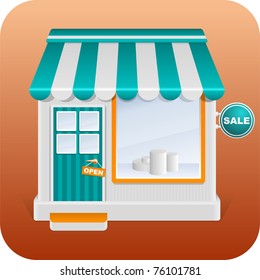 Icono de la fachada de una tienda o cafetería