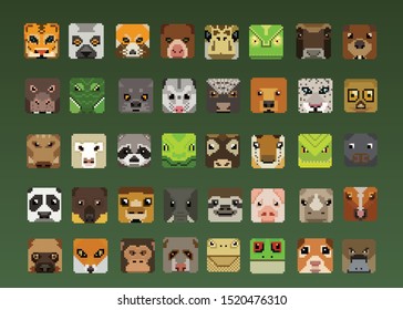 icon of face animal pixel collection ; Vector illustration