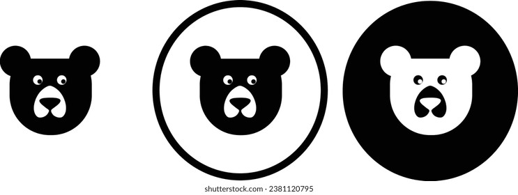 icon face bear black outline for web site design 
and mobile dark mode apps 
Vector illustration on a white background